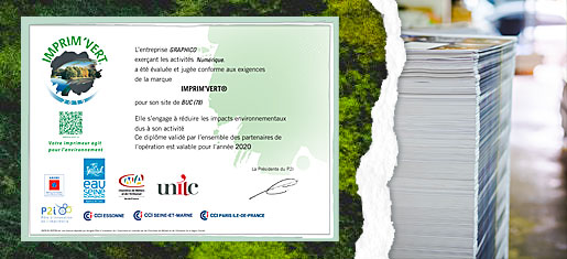Certification Imprim Vert de Graphico Imprimerie